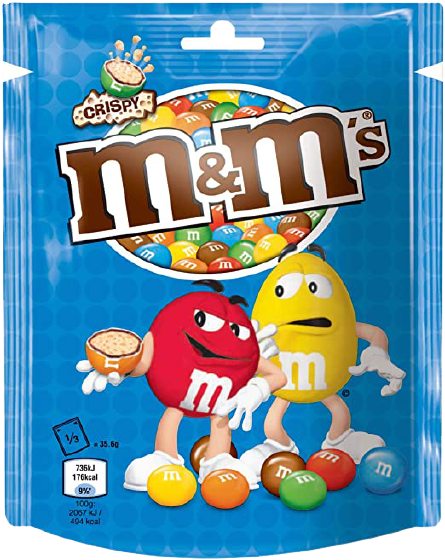 M&M's Crispy Pouch 107g, Confectionery