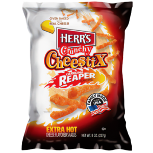 Herr's crunchy Cheestix Carolina Reaper