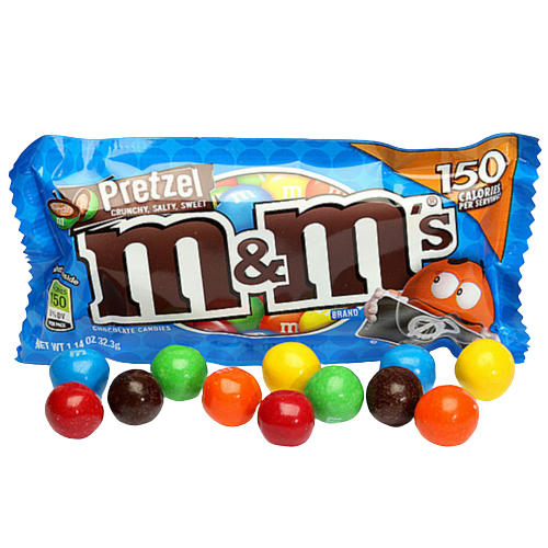 m&ms chokoladeknapper med pretzel